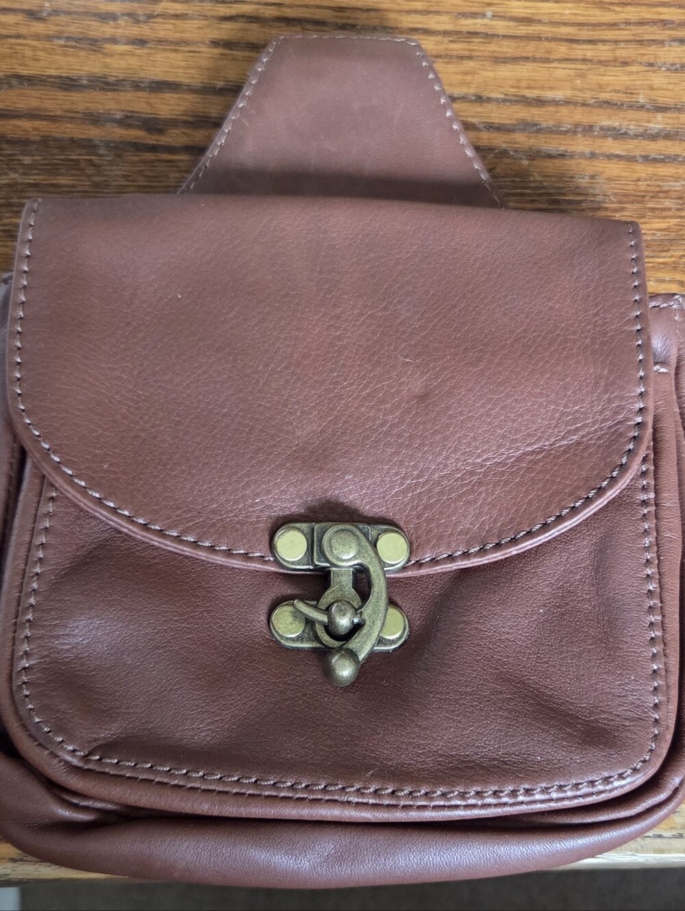 KT Leather Designs Hand Made Clip On Belt Pouch Cognac Soft Leather Unique bag